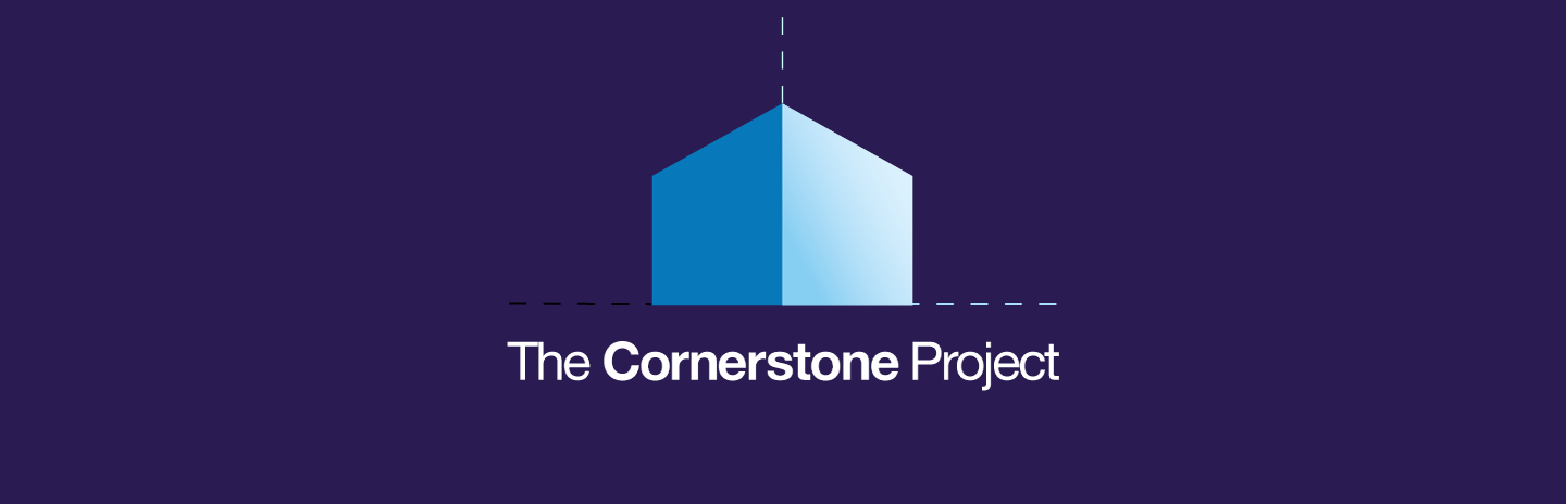 a graphic of the cornerstone logo hero header for the cornerstone project.